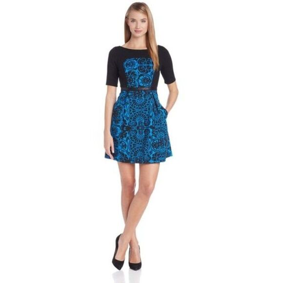 Plenty Tracy Reese Medallion Contrast Frock Dress Size 4 New - Picture 1 of 12